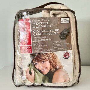 SUNBEAM Quilted Fleece Heated Blanket Tan Colour - Size Full